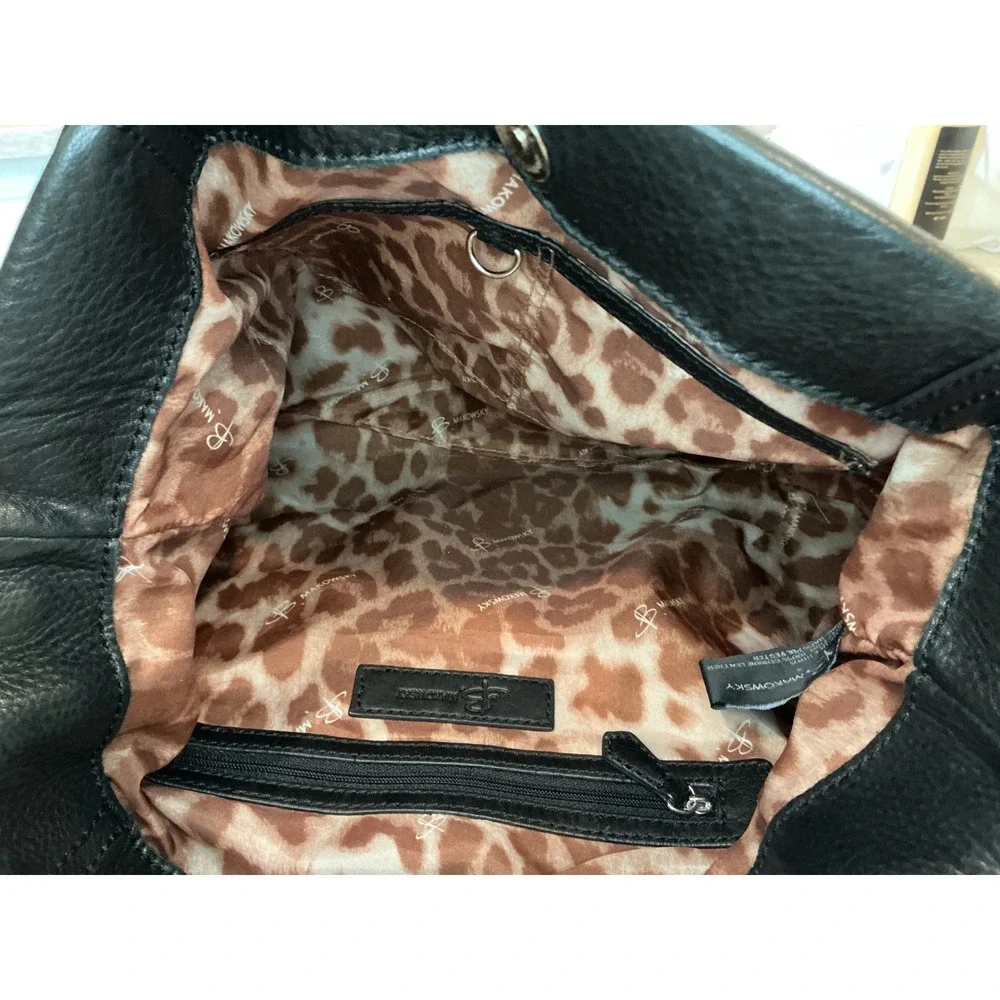 B Makowsky‎ Black Leather Hobo Shoulder Bag Purse - Picture 11 of 16